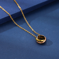 Collier ras du cou en acier inoxydable plaqué or 18 carats, motif cercle creux, sans ternissement, avec trois anneaux entrelacés, pour couple