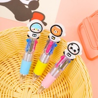 Stylo bille miniature mignon en plastique 4 couleurs, 0,7 mm, motif dessin animé, pour l'école, la papeterie, les récompenses et les cadeaux