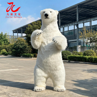Modèle d'ours polaire grandeur nature, sculpture réaliste en fourrure artificielle pour la décoration extérieure des zoos et parcs à thème