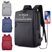 Sac à dos pour ordinateur portable d'affaires pour hommes personnalisable en stock, grande capacité, sac à dos pour étudiants, sac d'école imperméable avec chargement USB