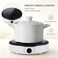 Cuisinière Électrique Infrarouge Ronde Portable 2200W, Compatible avec Tous les Ustensiles de Cuisson, Plaque Céramique Électrique, Fourniture d'Usine, SKD Disponible
