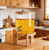 Distributeur de boissons en verre borosilicate cylindrique de 5L, 7.5L, 10L avec robinet pour mariages et fêtes – Vente en gros