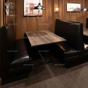 Base negra de cuero moderna y asientos de banquete de Base negra comercial que ahorran espacio para cabina de restaurante de comedor fino - Product Image 4