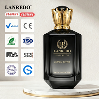Flacon de parfum carré de luxe en verre transparent, flacons de parfum en verre noir 30 ml 100 ml 50 ml avec emballages noirs