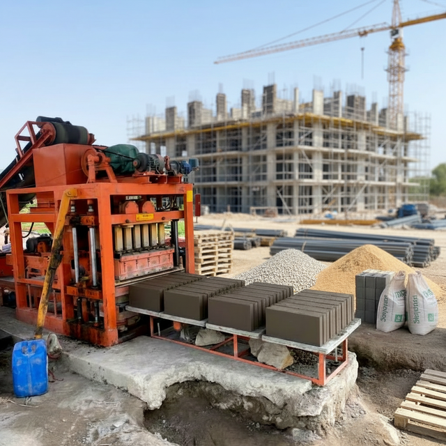 High Performance Interlock Block Making Machine QTJ4-26C Zigzag Paver Concrete Brick Making Machine with Motor