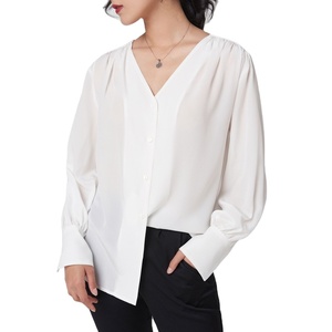 Weiches Elegantes Seiden-Crêpe-de-Chine-Hemd Mattes Seidenhemd für Damen - Product Image 1