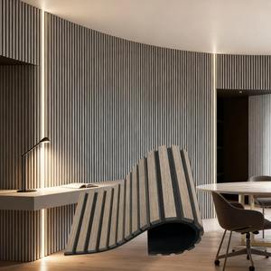 Panneau <span class=keywords><strong>acoustique</strong></span> flexible en MDF à lamelles Akupanel, insonorisant, incurvé, pour bureau et école, design moderne - Product Image 1