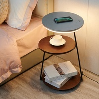 Table de chevet intelligente créative avec chargeur sans fil et lampe de chevet LED, lampe de sol en bois