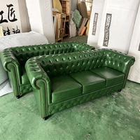 Canapé Chesterfield en cuir véritable de style américain de luxe pour salon