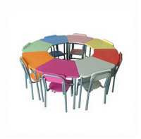 Ensemble table et chaise pour enfants en bois, design moderne, coloré, écologique et durable, pour l'école et la salle de classe