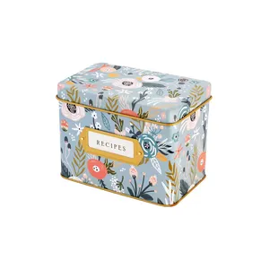 Caixa de lata de kit de receita versátil, caixa completa de presente para cozinha e armazenamento de receitas, caixa de estanho