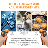 ThermoPro TP30 Thermomètre infrarouge numérique avec émissivité réglable