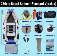 Bateau pneumatique de pêche Solar Marine D270-1 270 CM 8,8 pieds pour 4 personnes, avec plancher en bois, accessoires d'aviron, pour le surf