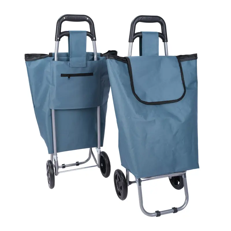 Hitree portable cart bag supermarket folding 2 wheels lightweight grocery trolley bag shopping trolley cart