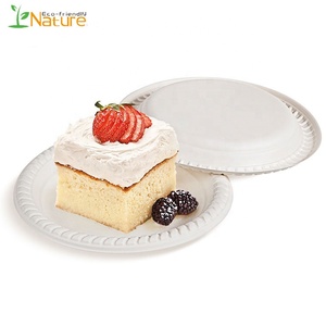 9 Inch White Round Party Corn Starch Food Disposable Biodegradable Plates - Product Image 1
