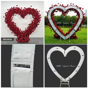 Arco Floreale <span class=keywords><strong>Artificiale</strong></span> per Proposte di Matrimonio, Decorazione in <span class=keywords><strong>Seta</strong></span> con Rose Rosse a Forma di Cuore per Matrimoni e Feste - Product Image 3
