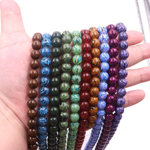 Barniz para hornear de 8MM y 10mm, cuentas redondas de cristal teñidas, <span class=keywords><strong>pintura</strong></span> de mármol colorido, cuentas redondas de cristal para fabricación de joyería, pulseras DIY - Product Image 6