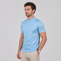 Expédition rapide, t-shirt décontracté pour homme en coton mercerisé de haute qualité, tricoté, 200 grammes, coupe classique, col rond, manches courtes, livraison rapide
