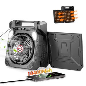 Ventilador Solar Oscilante Portátil, Batería Recargable USB de 10400mAh, Luz LED, Temporizador, Banco de Energía de Emergencia para Auto/RV/Hotel - Product Image 1