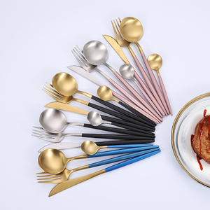 <span class=keywords><strong>24</strong></span> Piece nhà hàng Bạc dao muỗng và nĩa Flatware thép không gỉ vàng thiết lập dao kéo với trường hợp - Product Image 5