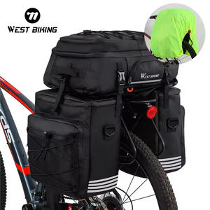 WEST BIKING New 48L Bicycle <strong>Carry</strong> <strong>Bag</strong>+Rain Cover Handlebar Zipped <strong>Bag</strong> Multifunctional Reflective 3 in 1 <strong>Bike</strong> Rear Pannier <strong>Bag</strong> - Product Image 1