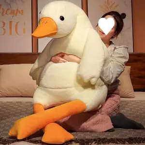 Venda por atacado popular boneco de pato de ganso grande fofo macio travesseiro de pelúcia almofada de dormir brinquedos de pelúcia crianças animal ganso