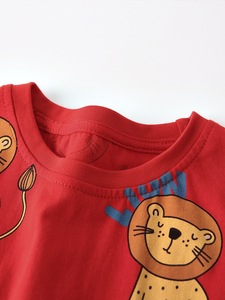 Ensemble <span class=keywords><strong>pyjama</strong></span> imprimé <span class=keywords><strong>lion</strong></span> pour garçons, 2 pièces rouges à manches longues et col rond, vêtements de nuit décontractés pour enfants de 1 à 6 ans - Product Image 1