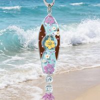 Porte-clés créatif mini planche de surf, thème été, plage, mer, cocotier, fleur d'hibiscus, en acrylique, pour décoration de sac à dos et breloque de sac à main