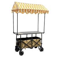 Nouvelle Chariot de Marché Mobile Pliante avec Grande Table, Abri et Hauteur Réglable pour Camping et Marché Nocturne