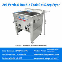 Friteuse professionnelle à gaz GPL Hansu 40L à double réservoir avec affichage numérique de la température et contrôle de la chaleur pour restaurants et machines à snacks