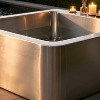 Baignoire autoportante carrée moderne en acier inoxydable 304, pour bain froid/glacé, usage hôtelier, ODM, facile à nettoyer, directement de l'usine