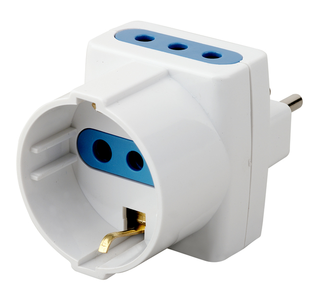 Multiadapter Multi  Adapter,10A Plug,  2 Pcs 10A  Socket+ 1 Pc 10A Schuko Socket