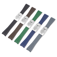 Bracelet de montre de remplacement en caoutchouc vert bleu de luxe 20 mm, étanche, avec fermoir Oyster, pour montre connectée Moon, bracelet sport en silicone