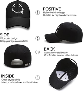 Casquette de baseball noire personnalisable 6 panneaux en coton avec broderie de logo, sangle ajustable, vente en gros OEM, faible MOQ - Product Image 2
