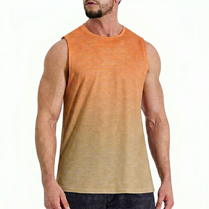 Camiseta sin mangas vintage transpirable y ecológica para hombre al por mayor, cuello redondo, de punto, de secado rápido, deportiva, lisa, para gimnasio, con bordado a máquina y pedrería. - Product Image 1