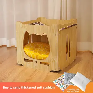 Özel Modern kapalı köpek kedi mobilya ev el yapımı taşıyıcıları küçük hayvan dolabı evler Pet kafesleri kedi evi - Product Image 2