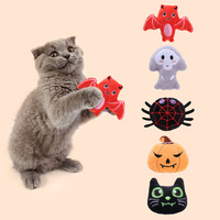 En stock, vente en gros, personnalisable : Jouet à mâcher interactif en peluche pour chat, thème Halloween (araignée, citrouille, fantôme, chauve-souris), avec herbe à chat, pour le jeu