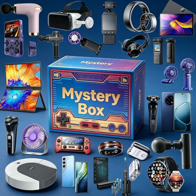 2-Pieces Electronic Surprise Box With Tablet PC Smart Ring Action Camera Fitness Band Data Cable Random Gadgets for Tech Lovers