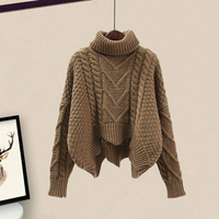 Mode surdimensionné femmes automne ensemble nouveau tempérament Senior tricoté pull maille demi jupe deux pièces ensemble