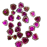 FAIJAN GEMS Ensemble collier et bracelet en tourmaline pastèque naturelle, cabochon en pierre précieuse à tranche lisse, certifié par une tierce partie, Non