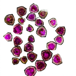FAIJAN GEMS Juego de Collar y Pulsera con Cabujón de Turmalina Sandía Natural en Rodajas Lisas, Certificado por Terceros, No - Product Image 1