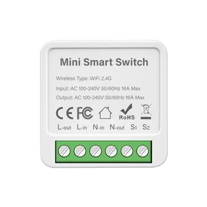 Aubess Tuya Smart Life Mini Switch 16A Wifi Electrical Smart Light Switches Module Smart Switch Wifi work with Alexa