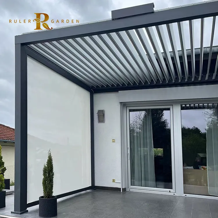 Moderne Garde sol Patio Markise automatische Jalousie schwimmen Aluminium bio klimatisch motorisiert verstellbare Dach Kits Jalousie Pergola