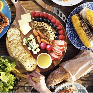 Bandeja para Pizza de Madera de Acacia con Asa, Estilo Retro, Plato para Servir en Fiestas, Comidas, Frutas, Delicatessen y Repostería - Product Image 1