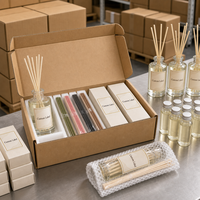 Coffret Cadeau Diffuseur de Parfum Sans Plomb Personnalisé avec Bouteille en Verre et Huile Parfumée 100ml, Inclut les Bâtonnets et la Boîte d'Emballage