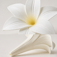 Têtes de fleurs de lys artificielles en PU réalistes, fabriquées à la machine, 2 tailles, blanches, pour décoration de plafond de mariage, artisanat DIY, vente en gros