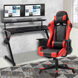 โต๊ะไม้สำหรับเล่นเกม,โต๊ะโลหะสำหรับ <span class=keywords><strong>PC</strong></span> และโต๊ะในสตูดิโอชั้นวางของพร้อมไฟ LED RGB สำหรับเล่นเกม - Product Image 2