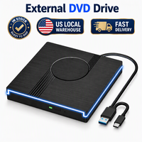 Drive CD DVD Eksternal USB 3.0 Tipe-C DVD RW Burner 24X 8X Slim Optical Drive untuk Laptop PC Mac Stok AS Pengiriman Cepat