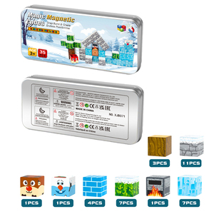 RS Ice Snow 35PCS Magnetic Building <strong>Blocks</strong> Portable Creativity <strong>On</strong>-<strong>The</strong>-Go Iron Case Travel Essential Toys Made Durable Plastic - Product Image 1