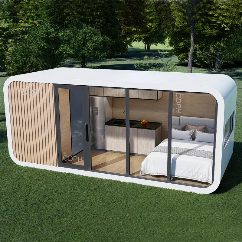 Rumah Kit kabin Apple rumah wadah struktur baja antibergerak berbentuk Pod Prefab mewah untuk dijual